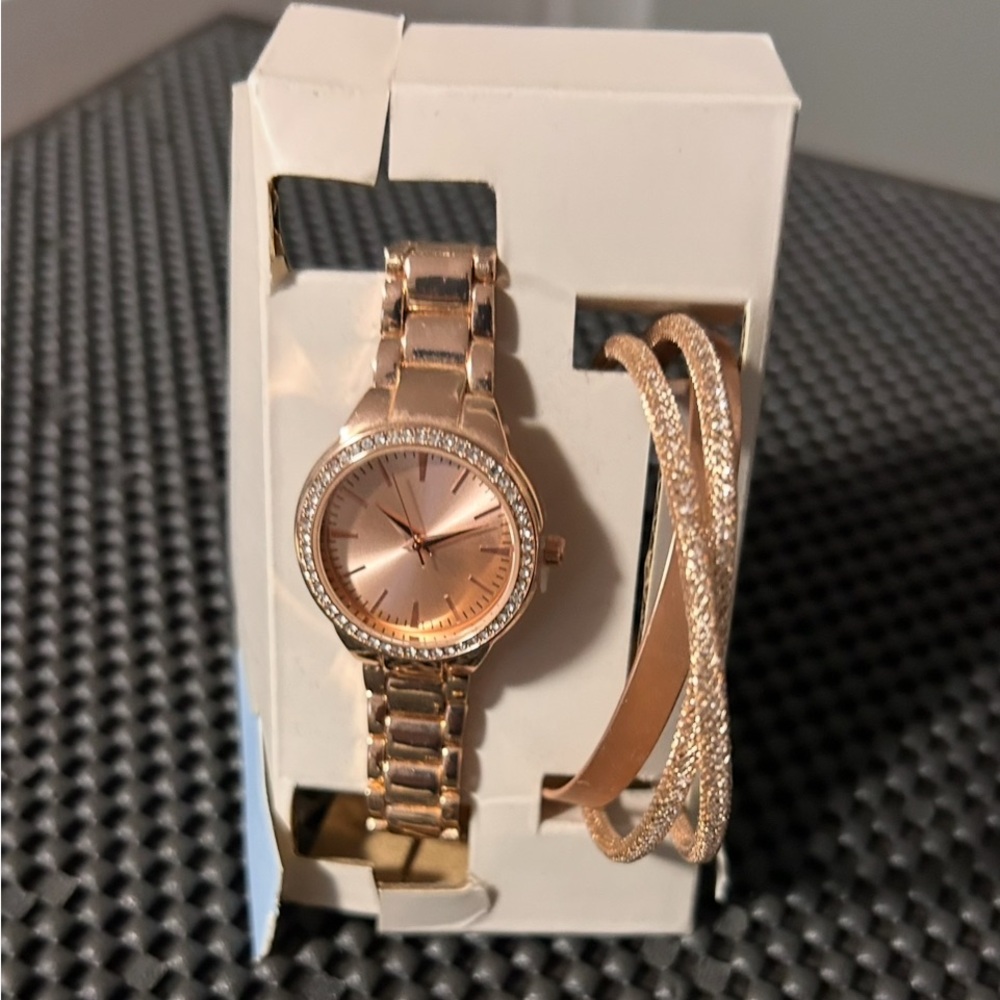 Rose Gold Watch/Bangle Set